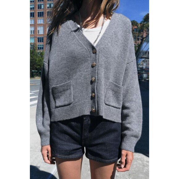 Zara Sweaters - Zara Womens Sweater S Small Cardigan Gray Wool Knit Long Sleeve 2893/140 NWOT